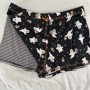 NWOT  Two Pair of Halloween Sleep Shorts Ghosts and Stripes Women's Juniors Sz M